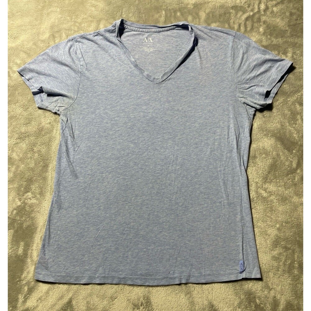Armani Exchange Pima Cotton Light Gray V-Neck Men's Short Sleeve T-Shirt M